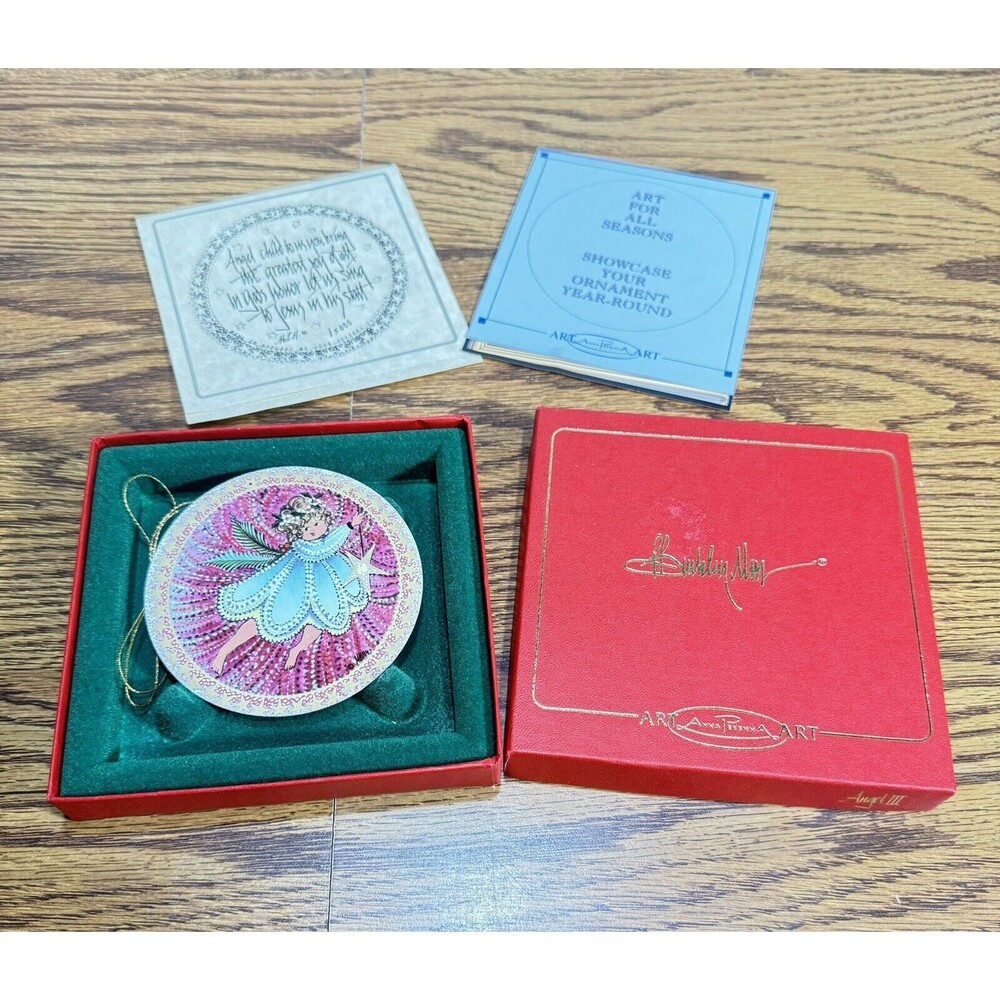 P Buckley Moss Anna Perenna Third ANGEL GIRL Porcelain Ornament 1994 Vintage COA